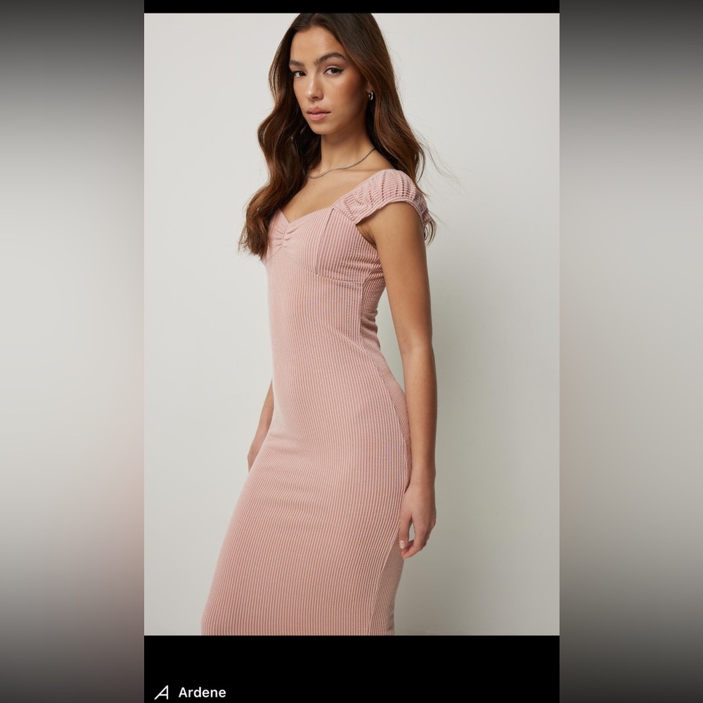 Ardene Pink Striped dress BNWT cap sleeve bodycon midi dress